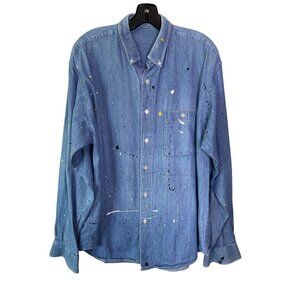 Unbranded Hand Painted Men's Denim Work Shirt Size XL
